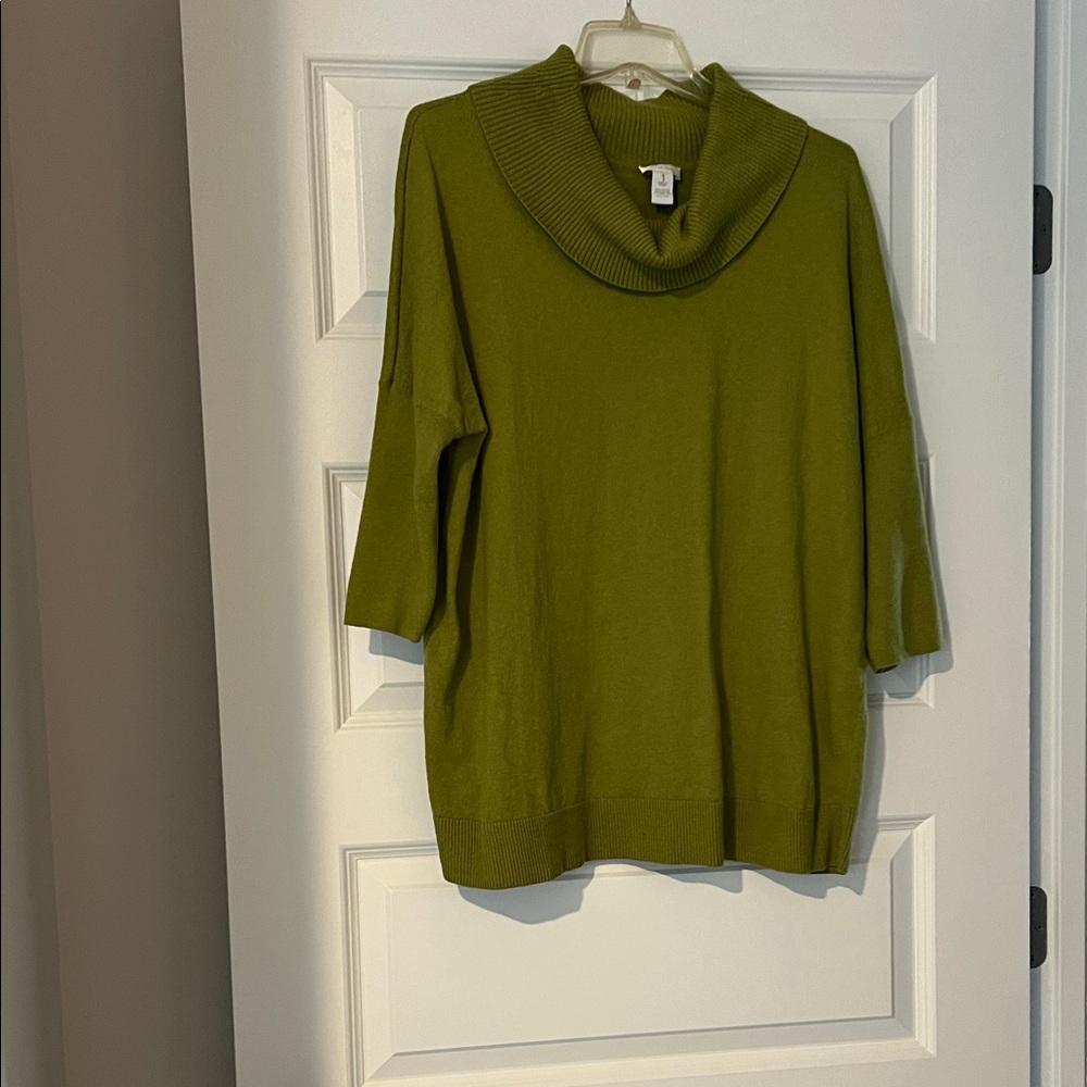 Chico's Chartreuse Cowl Neck Sweater